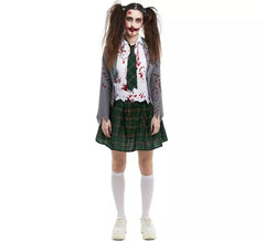 Costume d'écolière zombie gris avec veste pour femme