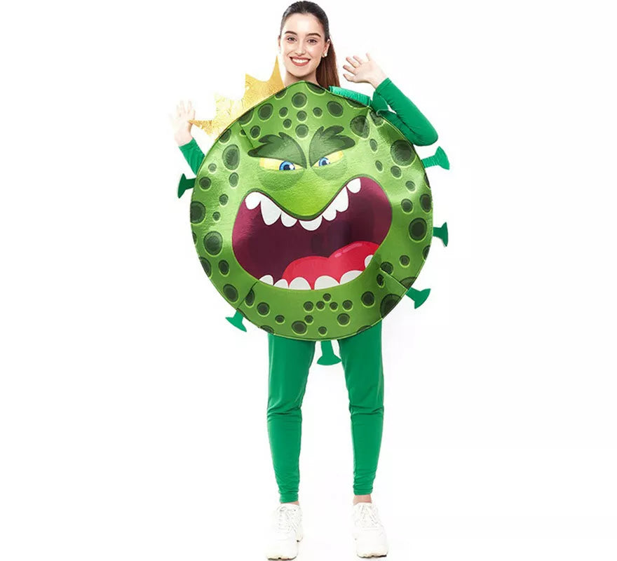 Disfraz de Coronavirus verde con Corona para adulto
