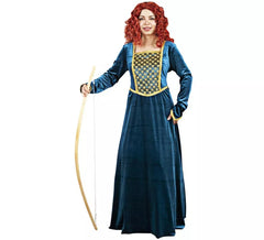 Costume de courtisane médiévale bleu élégant pour femme