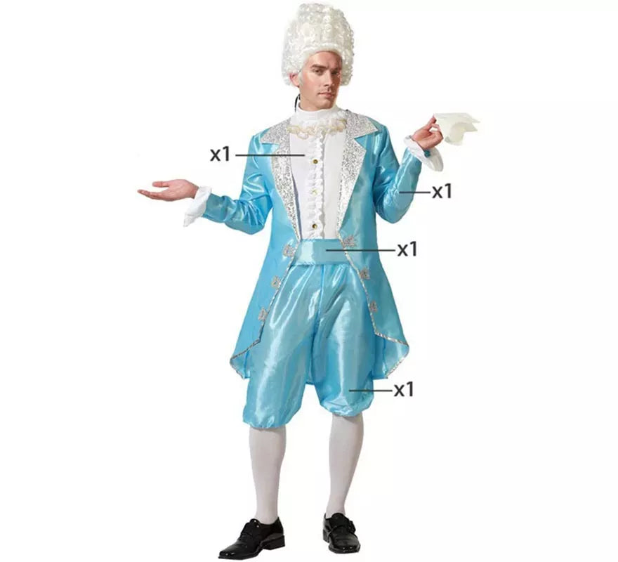 Translation missing: es.Disfraz de Cortesano azul para hombre