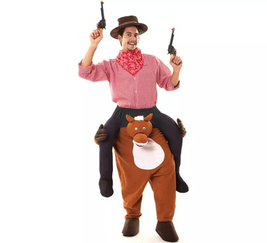 Translation missing: fr.Disfraz de Cowboy a hombros de Caballo para adultos