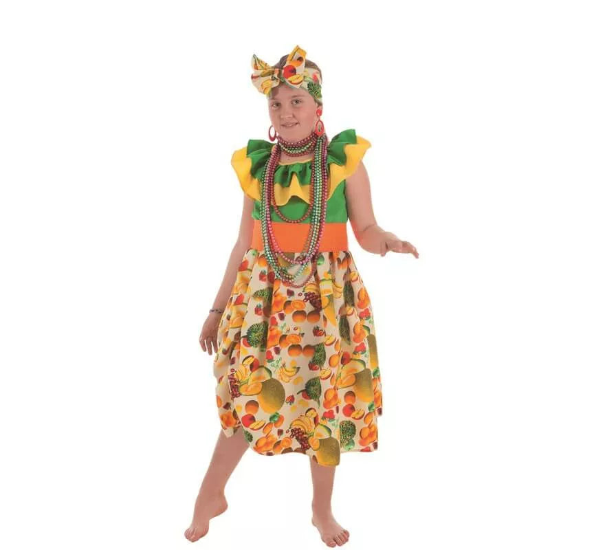 Disfraz de Cubana con Frutas para niña