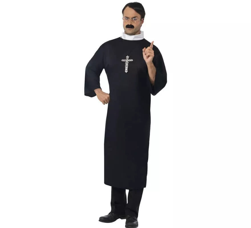 Translation missing: fr.Disfraz de Cura Católico color Negro para Hombre