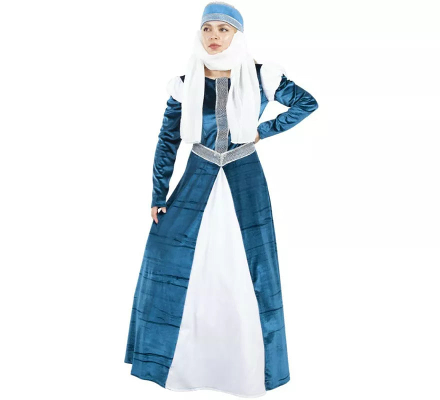 Translation missing: fr.Disfraz de Dama de la Corte azul y blanco para mujer