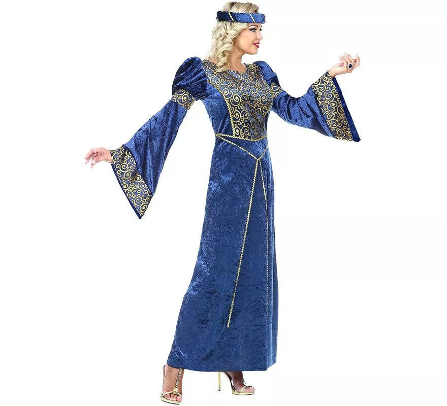 Translation missing: fr.Disfraz de Dama del Renacimiento azul y dorado para mujer