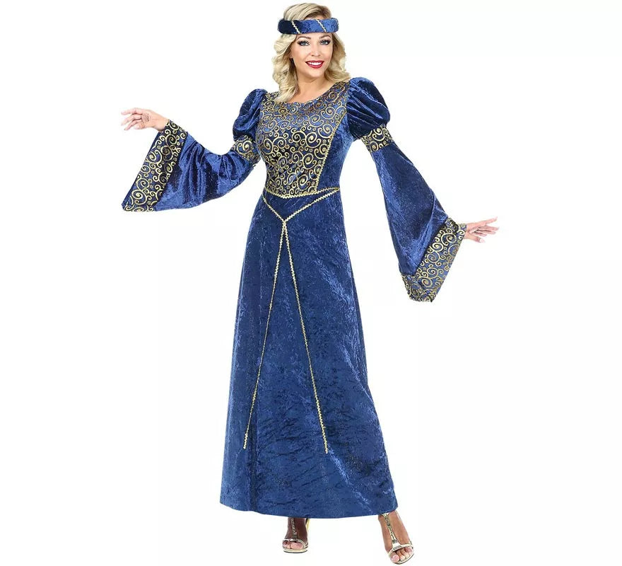 Translation missing: fr.Disfraz de Dama del Renacimiento azul y dorado para mujer