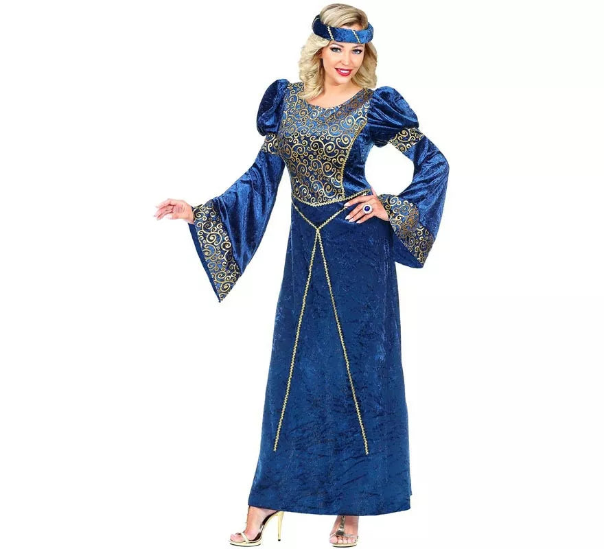Translation missing: fr.Disfraz de Dama del Renacimiento azul y dorado para mujer