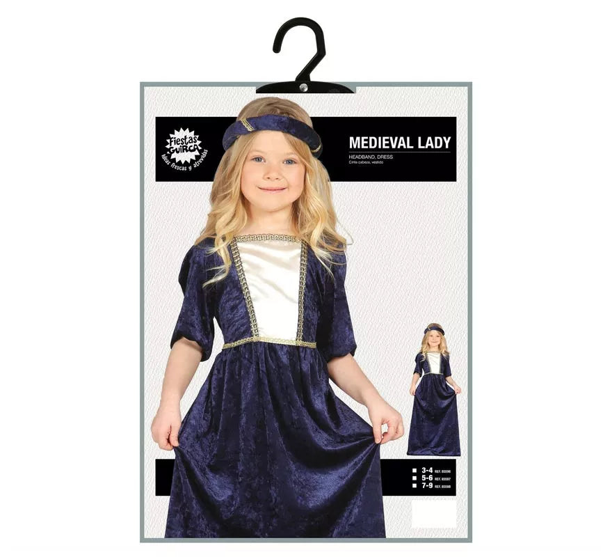 Translation missing: es.Disfraz de Dama Medieval azul para niña