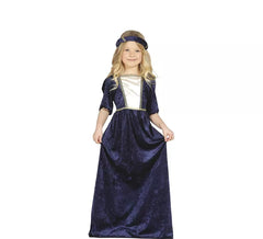 Disfraz de Dama Medieval azul para niña