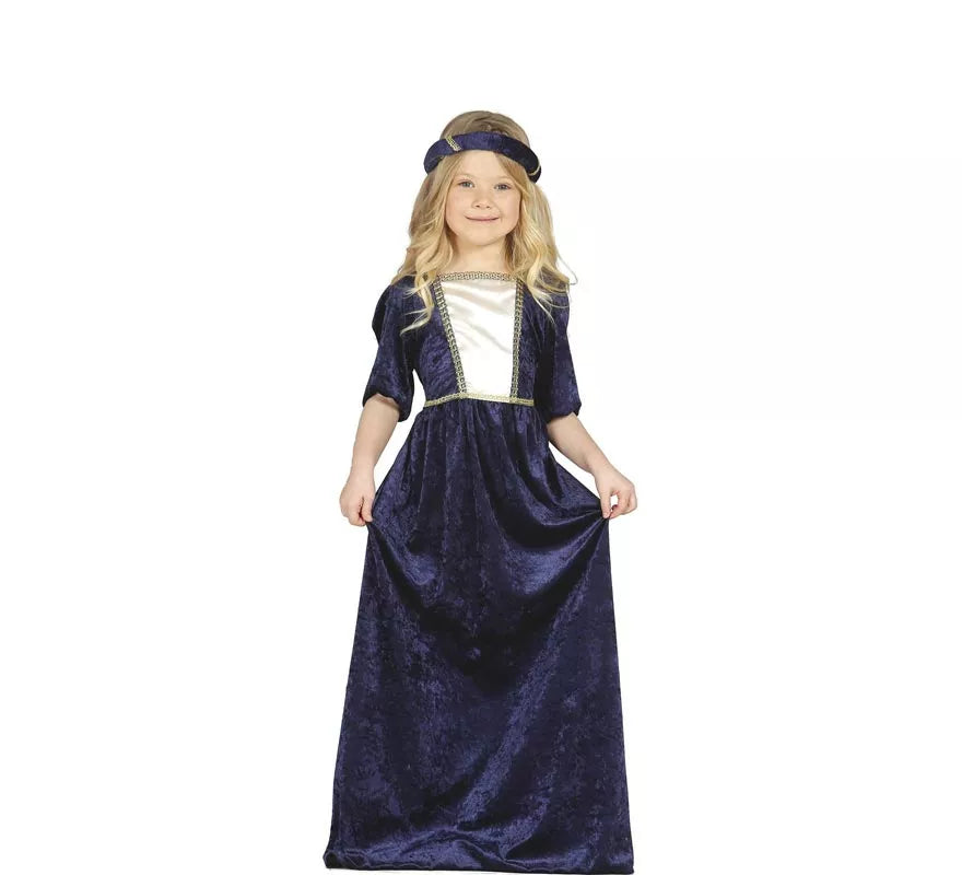 Translation missing: fr.Disfraz de Dama Medieval azul para niña