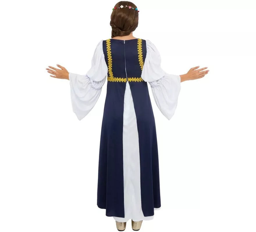 Translation missing: fr.Disfraz de Dama medieval azul y blanco para mujer