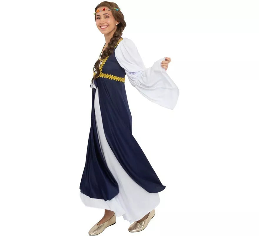 Translation missing: fr.Disfraz de Dama medieval azul y blanco para mujer
