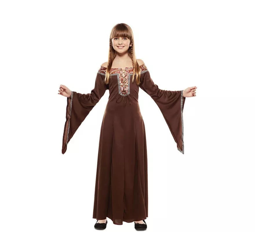 Translation missing: fr.Disfraz de Dama Medieval Marrón para niña