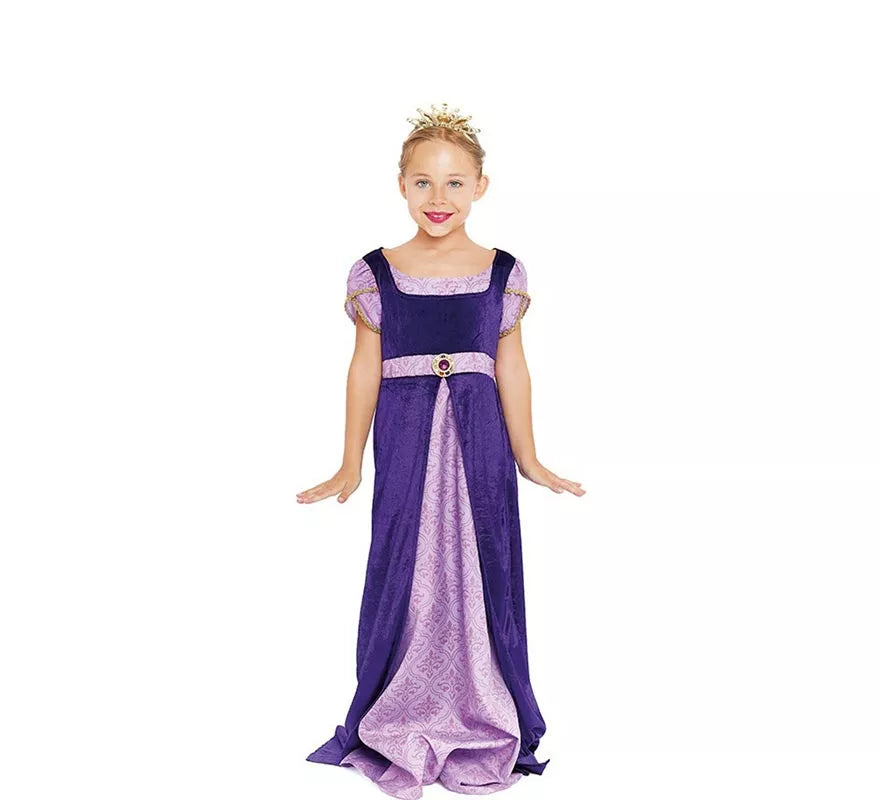 Translation missing: fr.Disfraz de Dama Medieval morado y lila para niña