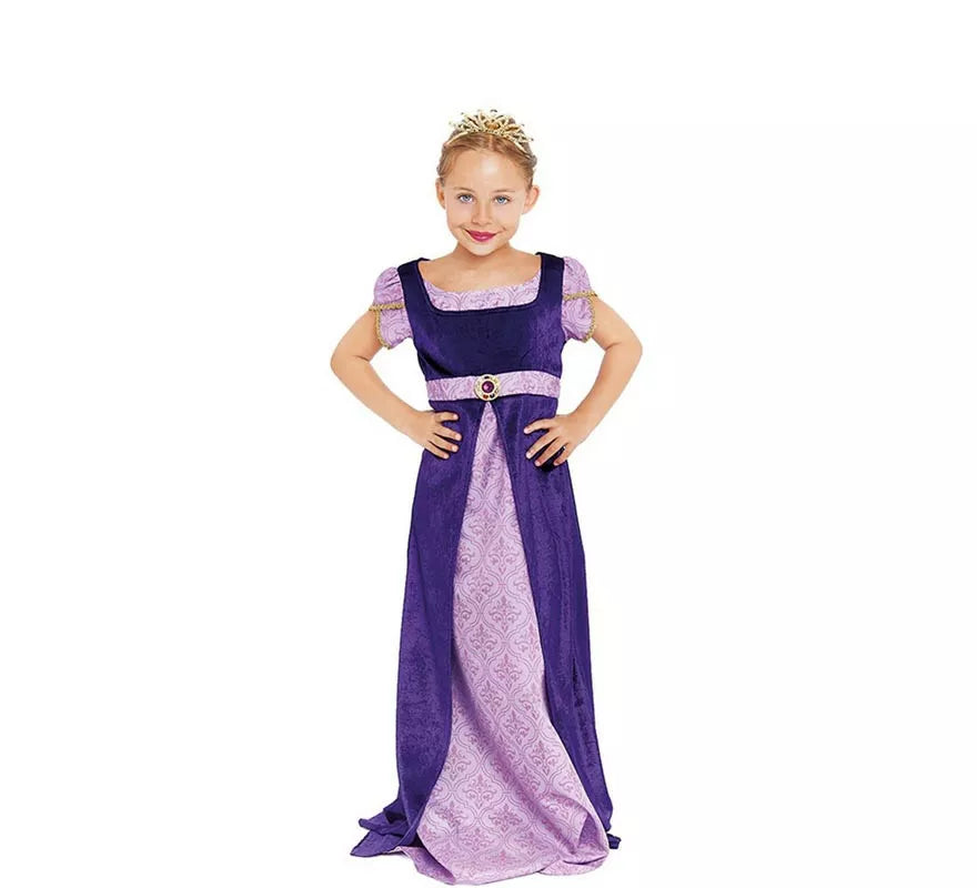 Translation missing: fr.Disfraz de Dama Medieval morado y lila para niña