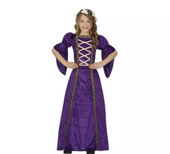 Costume de dame médiévale violet pour fille