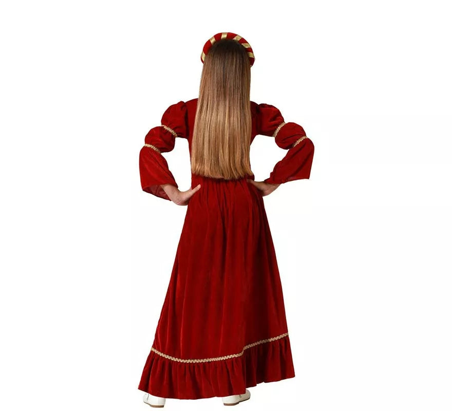 Translation missing: fr.Disfraz de Dama Medieval Renacentista rojo para niña