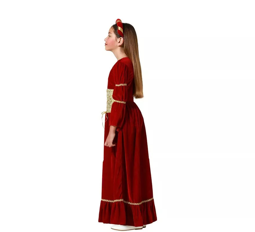 Translation missing: fr.Disfraz de Dama Medieval Renacentista rojo para niña