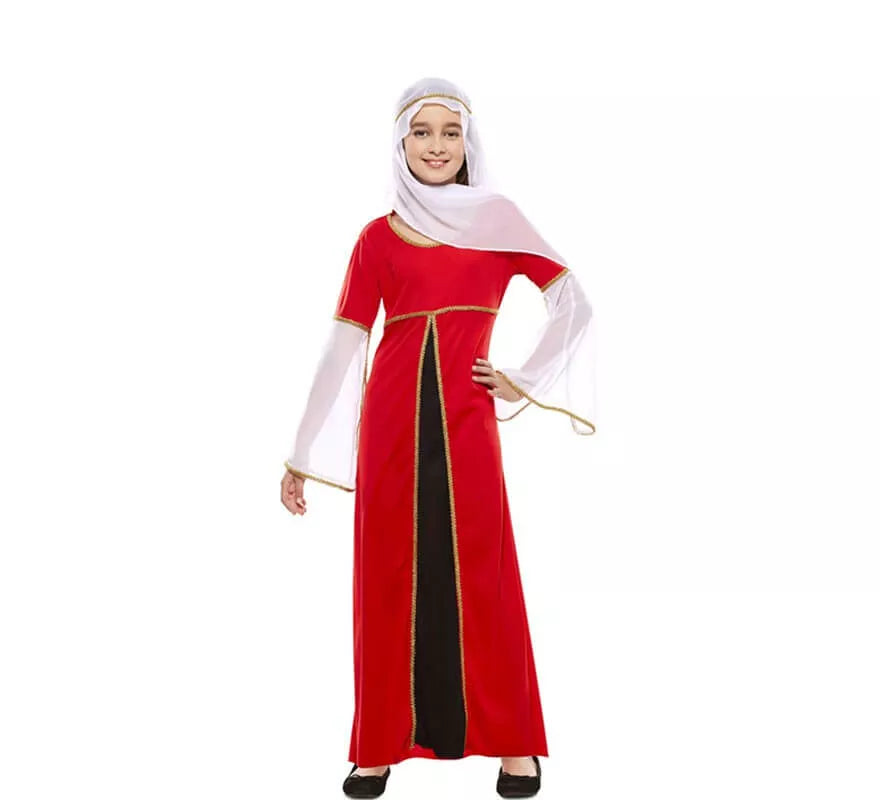 Translation missing: fr.Disfraz de Dama Medieval Roja para niña