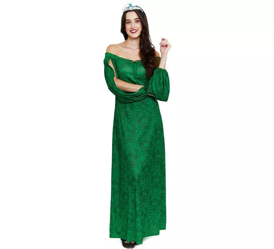 Translation missing: fr.Disfraz de Dama Medieval verde estampado para mujer