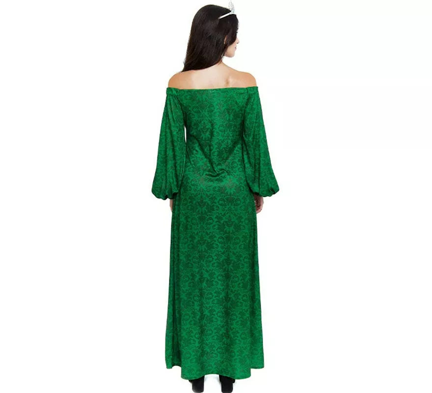 Translation missing: fr.Disfraz de Dama Medieval verde estampado para mujer