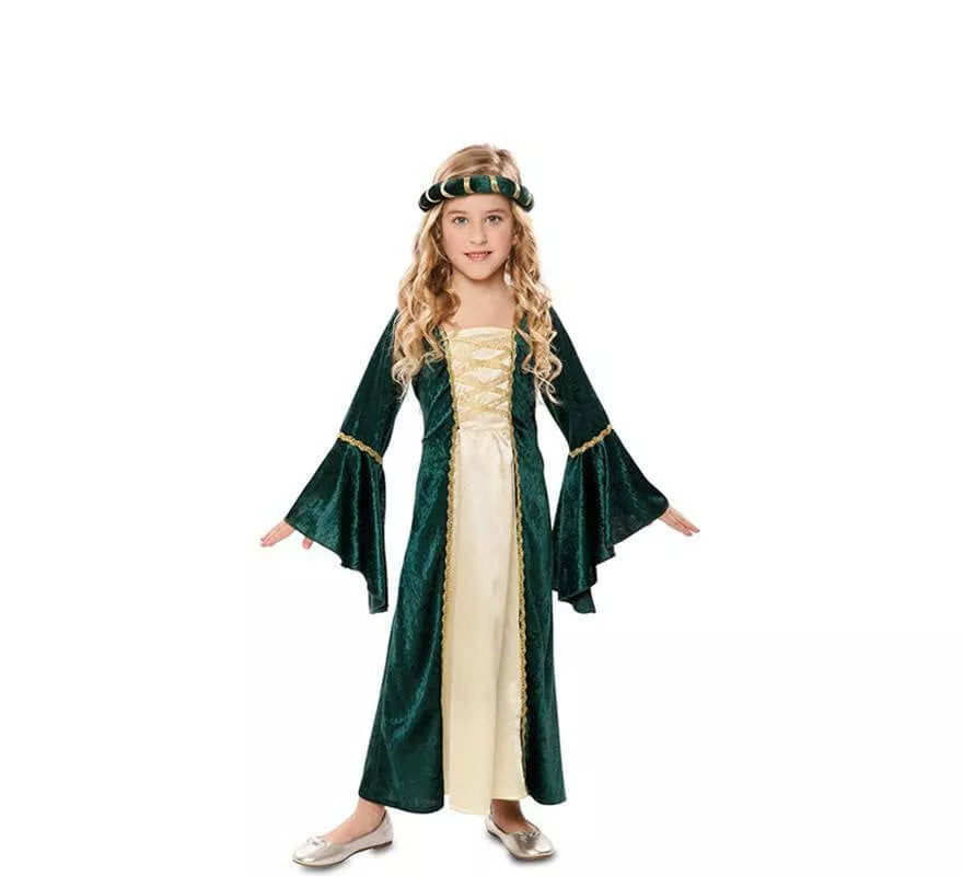 Translation missing: fr.Disfraz de Dama Medieval Verde para niña