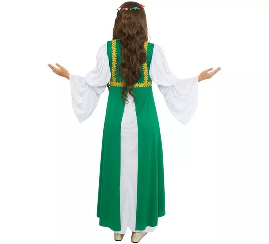 Translation missing: fr.Disfraz de Dama Medieval verde y blanco para mujer