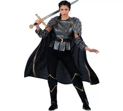 Déguisement de dame viking argentée avec cape pour femme