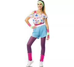 Costume d'athlète des années 80 avec bracelets pour femme