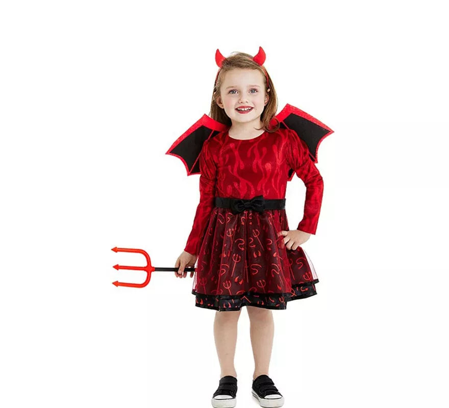 Translation missing: fr.Disfraz de Diablilla roja con diadema y alas para bebé y niña