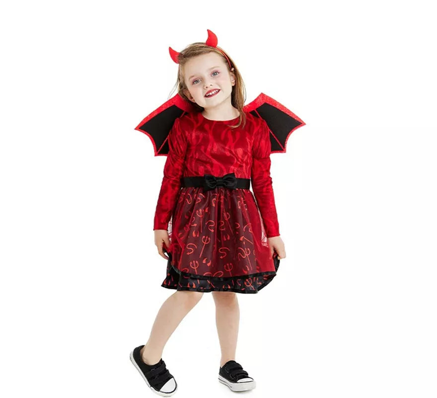 Translation missing: fr.Disfraz de Diablilla roja con diadema y alas para bebé y niña