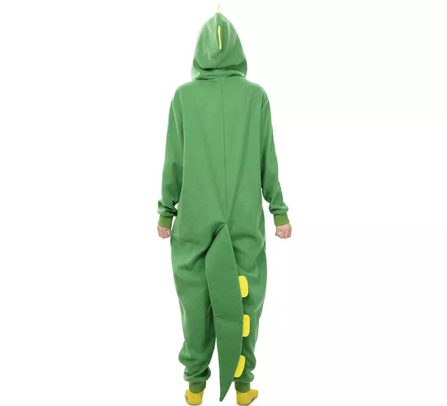 Translation missing: fr.Disfraz de Dinosaurio Kugurumi verde y amarillo para adulto