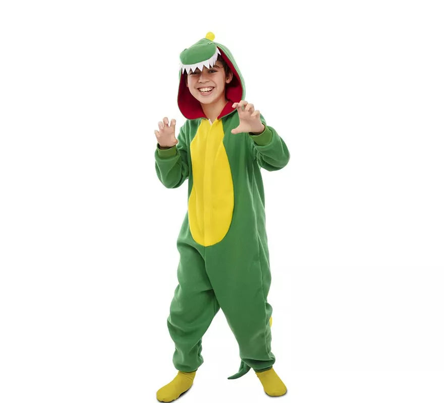 Translation missing: fr.Disfraz de Dinosaurio Kugurumi verde y amarillo para niños