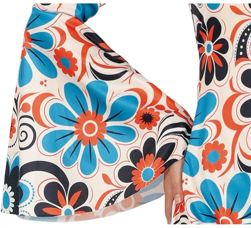 Translation missing: es.Disfraz de Disco Años 70 flores azul para mujer