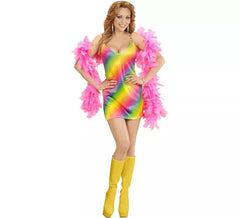 Costume de robe disco arc-en-ciel pour femme