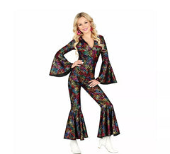 Costume Disco évasé des années 70 pour femme