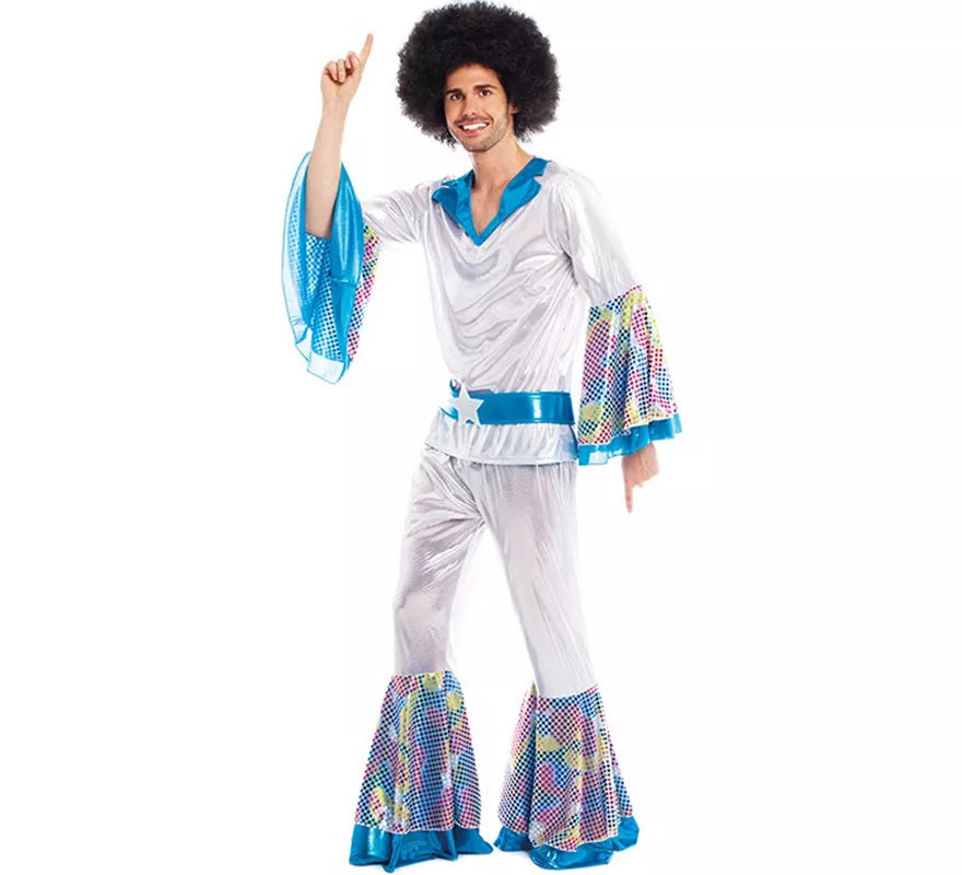 Translation missing: fr.Disfraz de Disco Man plateado para hombre