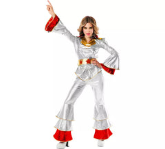 Déguisement Disco années 70 argent femme