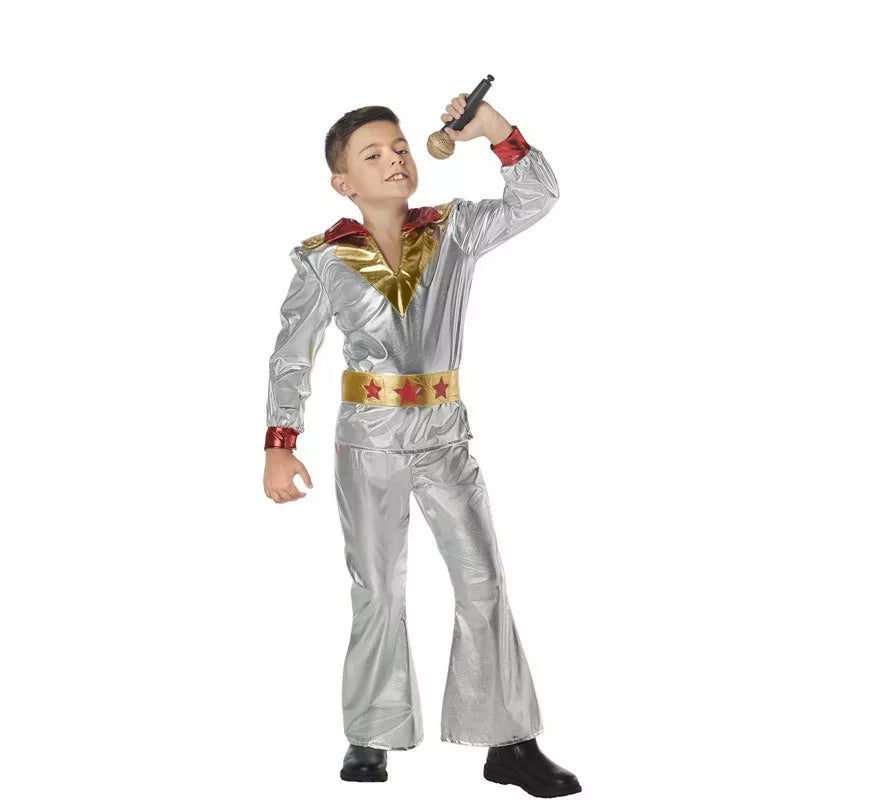 Translation missing: fr.Disfraz de Disco plata años 70 para niño
