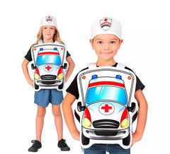 Déguisement de médecin ambulancier blanc avec chapeau pour enfant