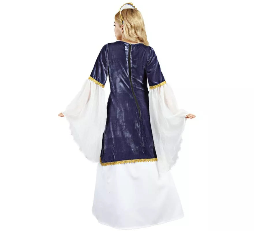 Translation missing: fr.Disfraz de Doña Petronila azul y blanco para mujer