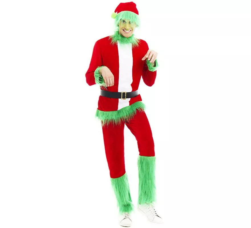 Translation missing: fr.Disfraz de Duende Gruñón de Navidad verde para hombre