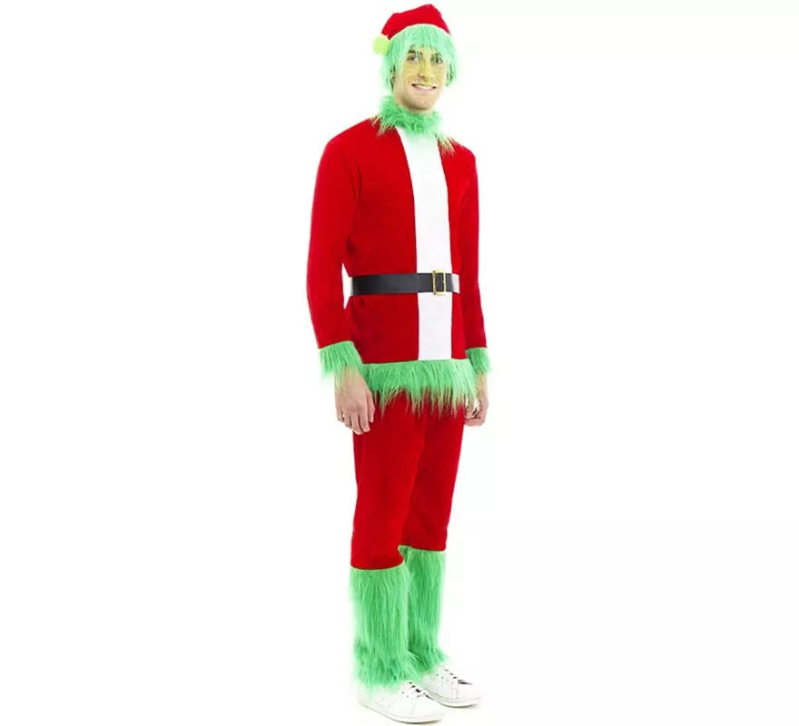 Translation missing: fr.Disfraz de Duende Gruñón de Navidad verde para hombre