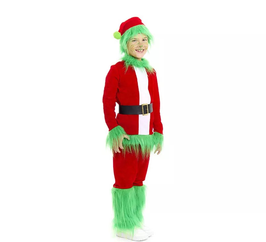 Translation missing: fr.Disfraz de Duende Gruñón de Navidad verde para niño