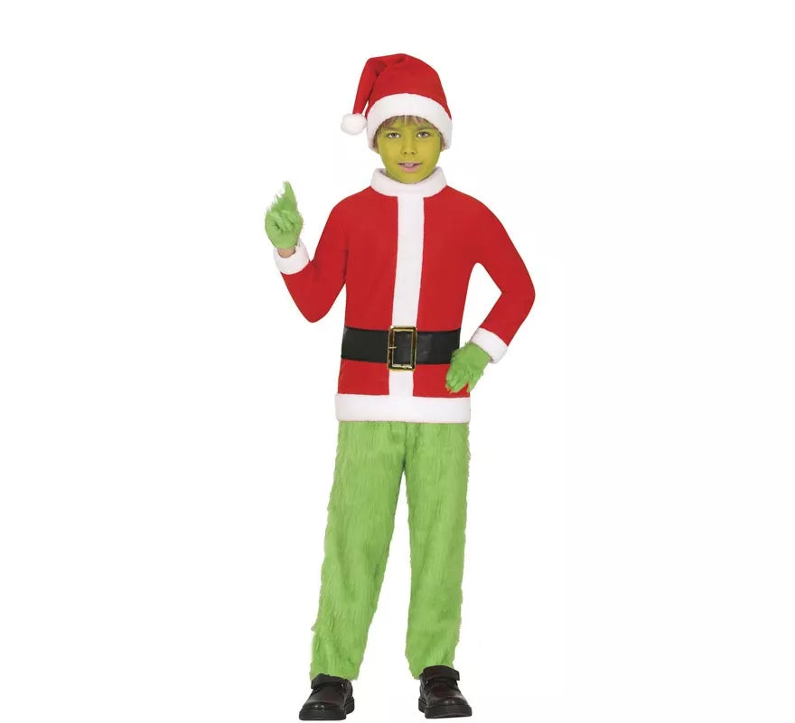 Translation missing: fr.Disfraz de Duende Gruñón de Navidad verde para niño