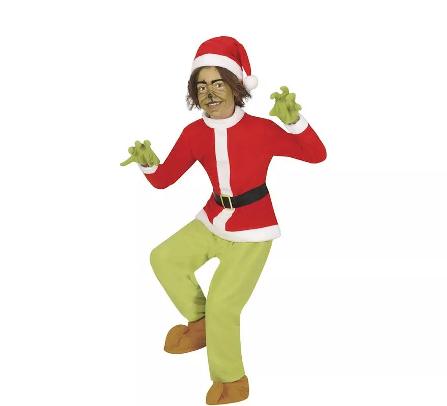 Translation missing: fr.Disfraz de Duende Gruñón Navideño verde para niño