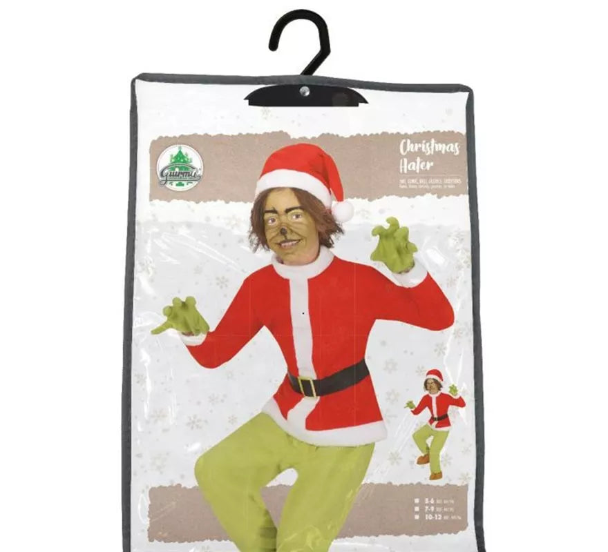 Translation missing: fr.Disfraz de Duende Gruñón Navideño verde para niño