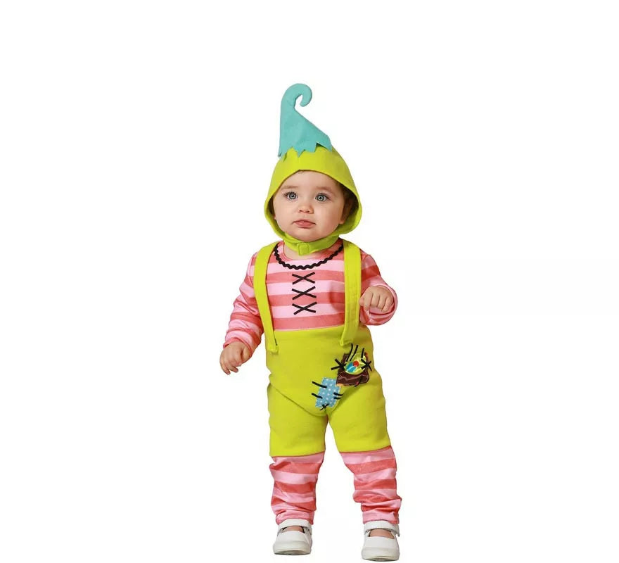 Translation missing: fr.Disfraz de Duende rosa y amarillo con gorro para bebé