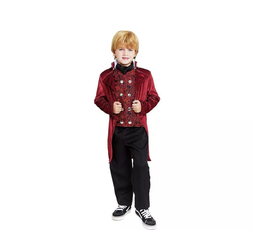 Translation missing: fr.Disfraz de Duque Inglés elegante vinotinto para niño