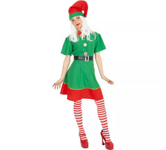 Costume d'elfe assistant du Père Noël avec chapeau pour femme